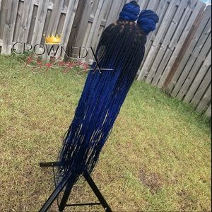 BLUE FLAME 🔥 BRAIDED WIG (Small Knotless Braids)